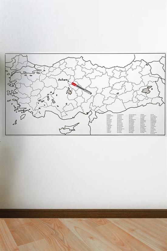 Yazılabilir Türkiye Haritası Manyetik Duvar Stickerı 110 x 56 cm (4812)