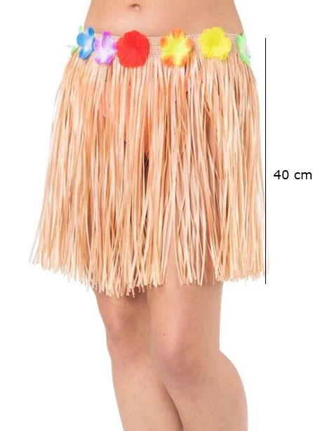 Yetişkin ve Çocuk Uyumlu Saman Renk Püsküllü Hawaii Luau Hula Etek 40 (4812)