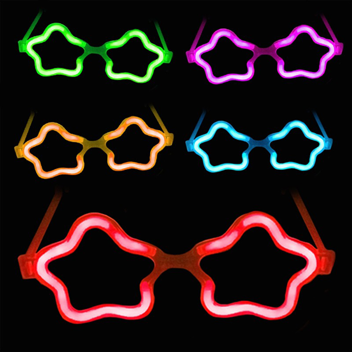 Yıldız Glow Gözlük - Yıldız Şekilli Glow Stick Gözlüğü - Glow Partisi Gözlük 12 Adet (4812)