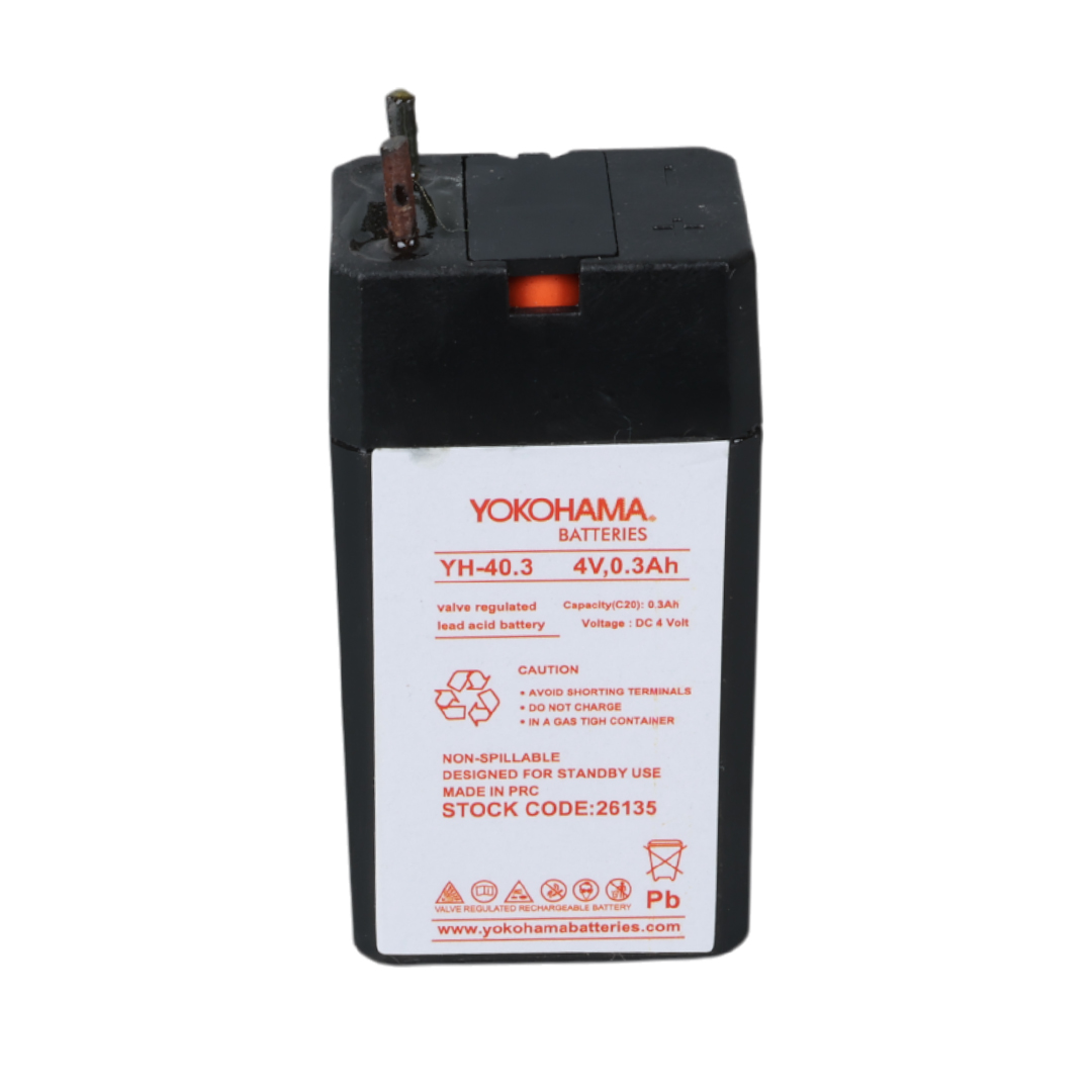 YOKOHAMA YH-40.3 4 VOLT - 0.3 AMPER KURU AKÜ (4812) YOKOHAMA YH-40.3 4 VOLT - 0.3 AMPER KURU AKÜ (4812)