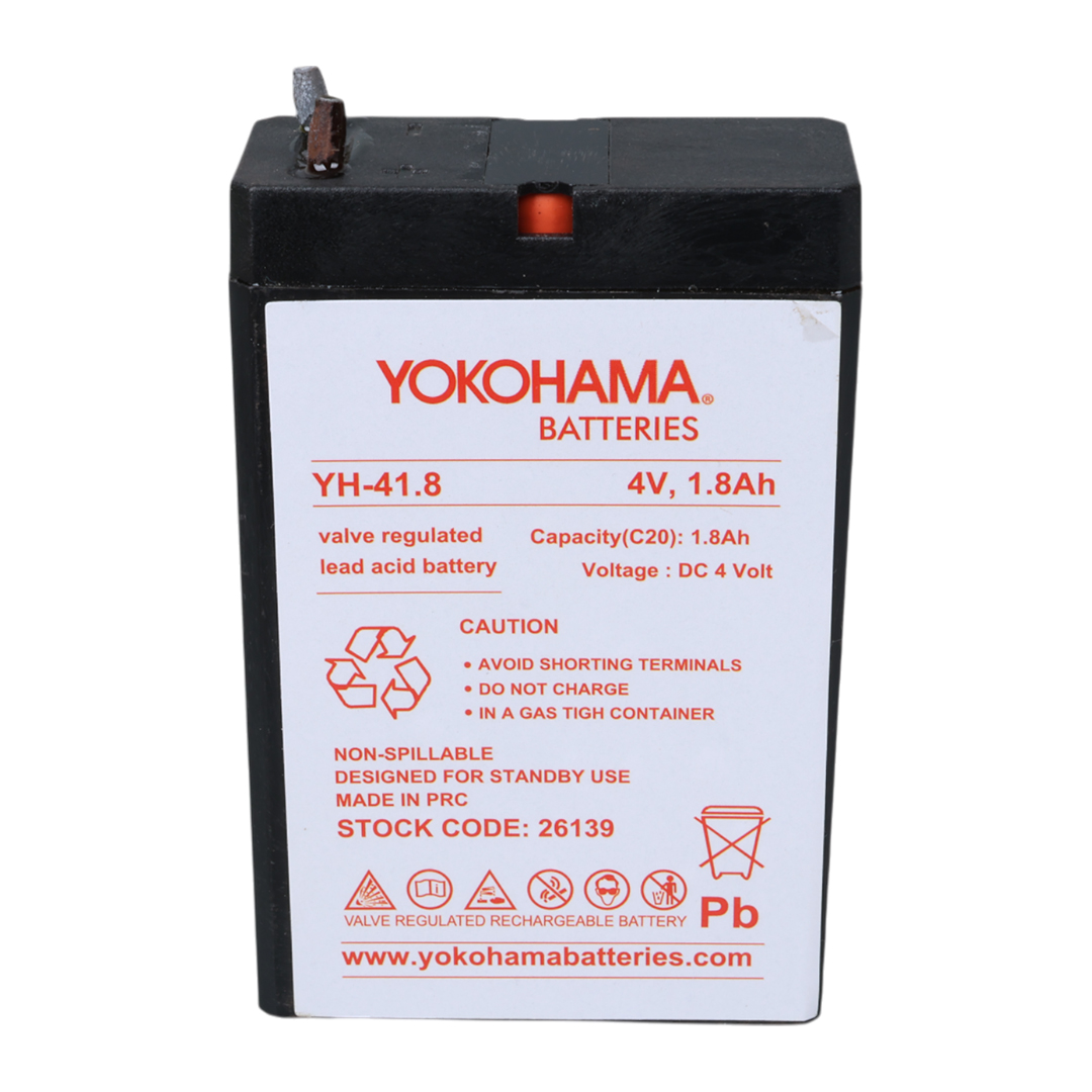 YOKOHAMA YH-41.8 4 VOLT - 1.8 AMPER KURU AKÜ (50 X 76 X 22 MM) (4812) YOKOHAMA YH-41.8 4 VOLT - 1.8 AMPER KURU AKÜ (50 X 76 X 22 MM) (4812)