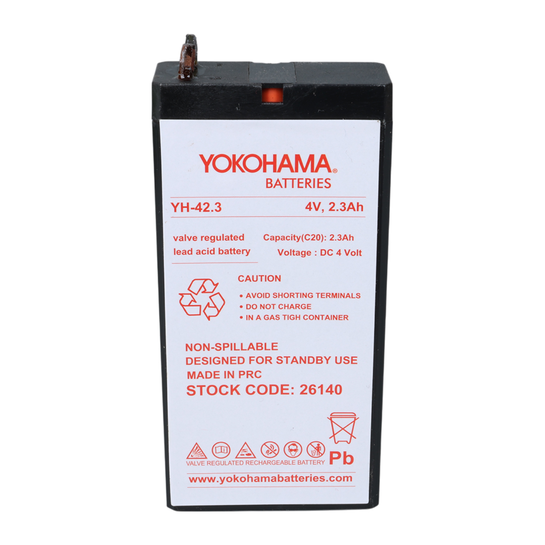 YOKOHAMA YH-42.3 4 VOLT - 2.3 AMPER KURU AKÜ (50 X 100 X 22 MM) (4812) YOKOHAMA YH-42.3 4 VOLT - 2.3 AMPER KURU AKÜ (50 X 100 X 22 MM) (4812)
