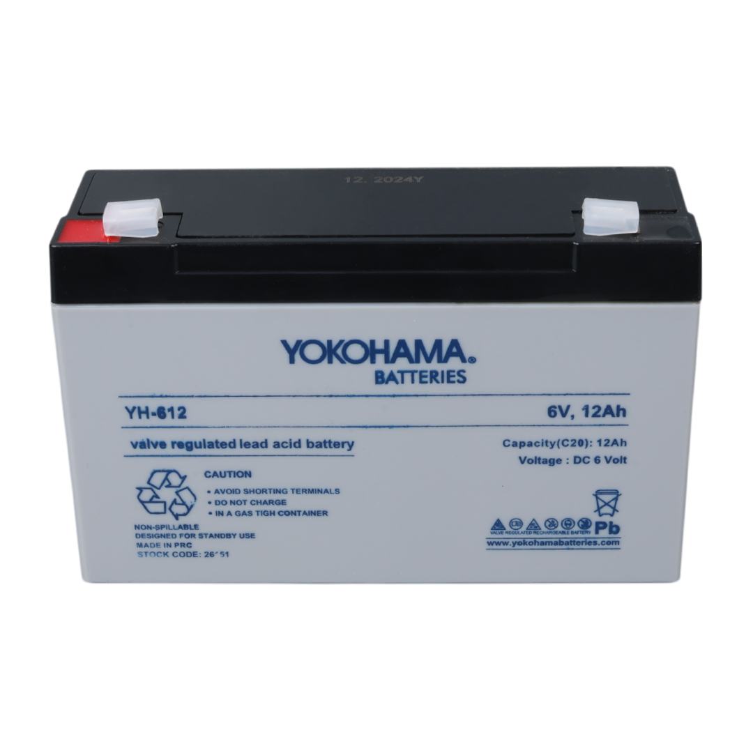 YOKOHAMA YH-612 6 VOLT - 12 AMPER KURU AKÜ (150 X 50 X 94 MM) (4812)