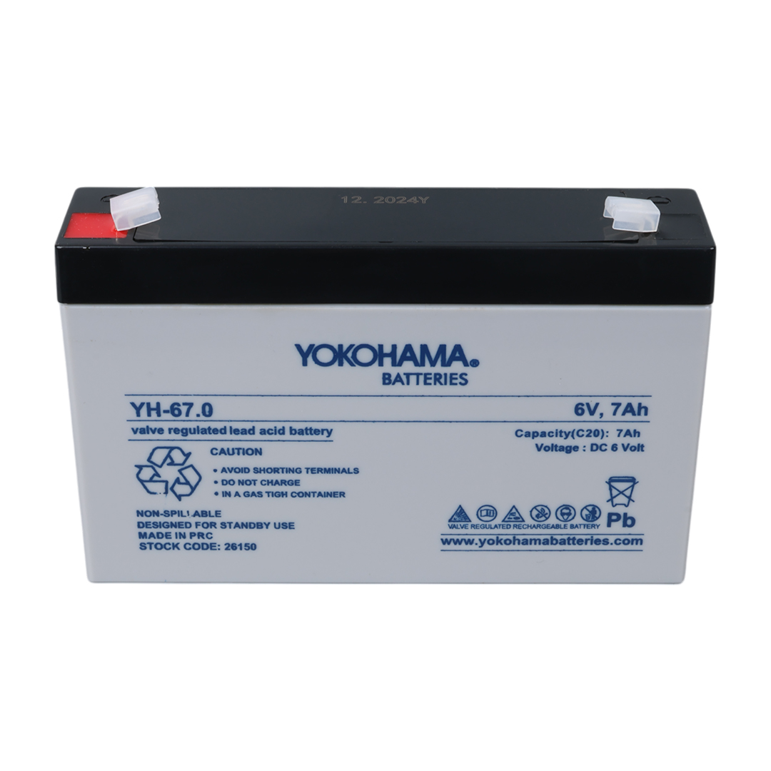 YOKOHAMA YH-67.0 6 VOLT - 7 AMPER KURU AKÜ (150 X 30 X 94 MM) (4812) YOKOHAMA YH-67.0 6 VOLT - 7 AMPER KURU AKÜ (150 X 30 X 94 MM) (4812)