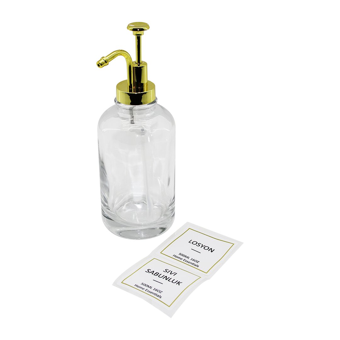 YUVARLAK ŞEFFAF CAM SIVI SABUNLUK 500ML (4812)