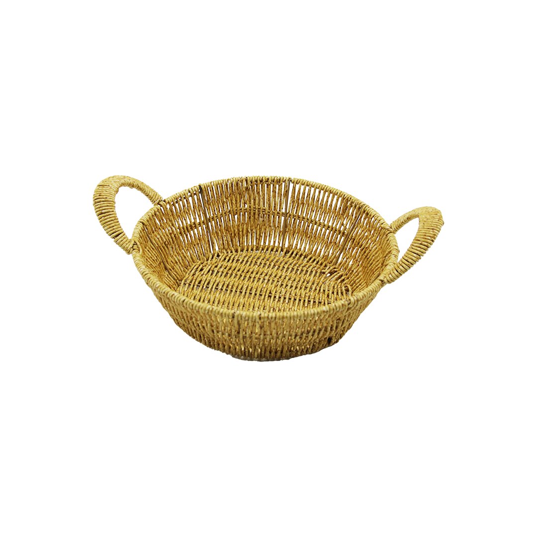 YUVARLAK PLASTİK HASIR EKMEK - ÇOK AMAÇLI SEPET KULPLU - METAL İSKELET TABAN:18CM - AĞIZ:24CM DERİNLİK:8CM (4812)